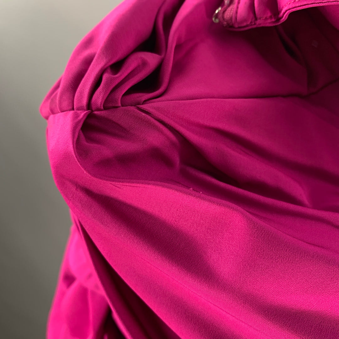 STELLA McCARTNEY Size 2 Purple Raspberry Viscose Blend Ruched Long Sleeve Cocktail Dress