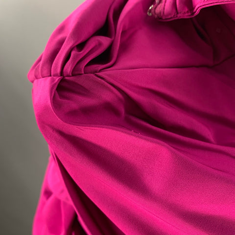 STELLA McCARTNEY Size 2 Purple Raspberry Viscose Blend Ruched Long Sleeve Cocktail Dress