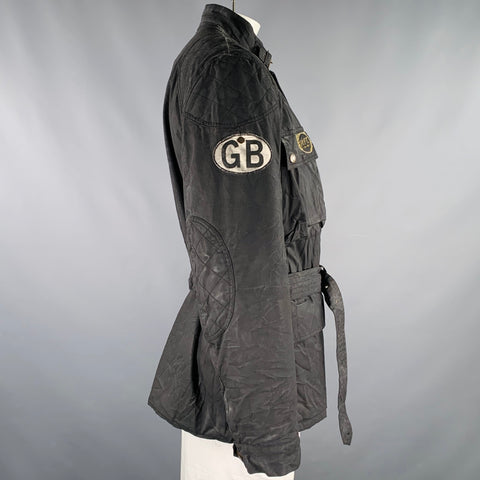 RUGBY Size XL Black Embellishment Coated Canvas Army Jacket