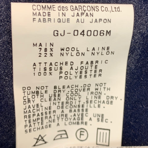 COMME des GARCONS 1997 Taille M Veste courte en laine noire marine