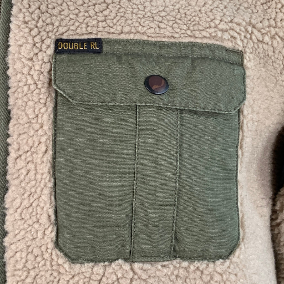 RRL by RALPH LAUREN Size L Tan Green Wool Blend One Pocket Sherpa Jacket