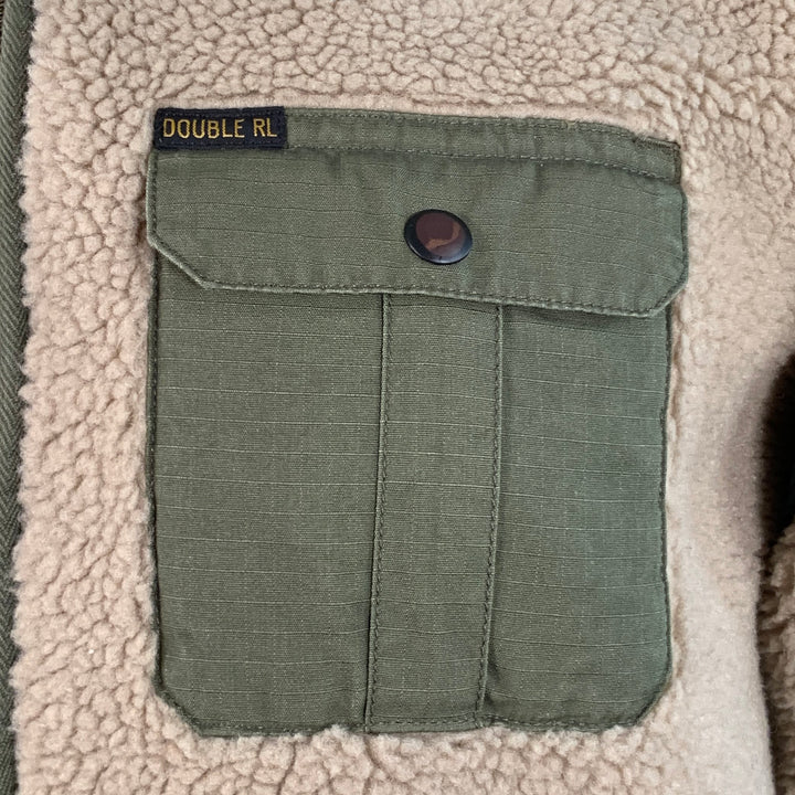 RRL by RALPH LAUREN Size L Tan Green Wool Blend One Pocket Sherpa Jacket