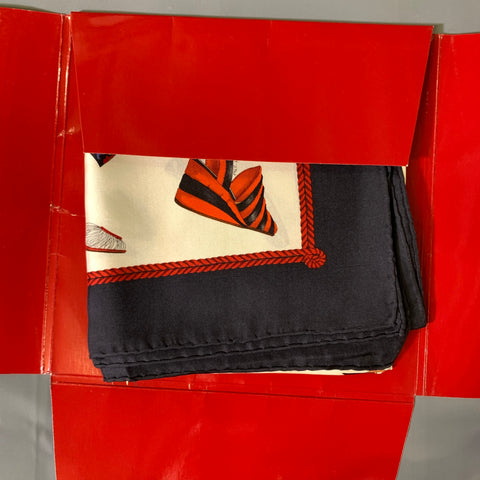 SALVATORE FERRAGAMO White Black Shoes Silk Scarves