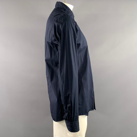 DRIES VAN NOTEN Size XL Navy White Pink Tie Dye Cotton Long Sleeve Shirt