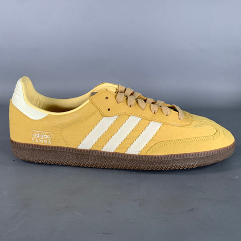 ADIDAS Size 11 Yellow White Brown Stripe Nylon Runner Sneakers