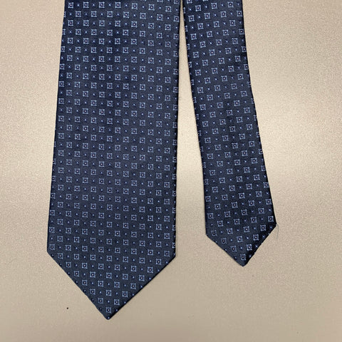 BORRELLI Navy Blue Squares Silk Tie