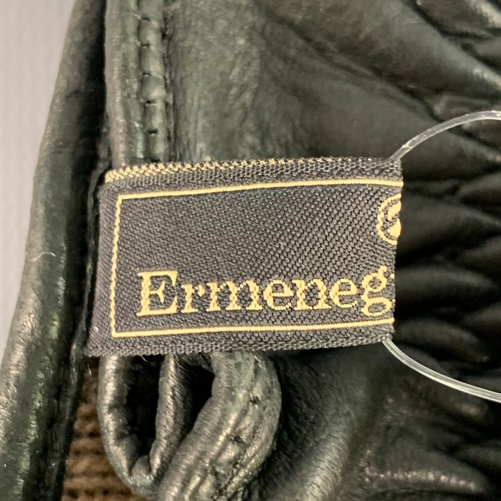 ERMENEGILDO ZEGNA Size M Black Leather Gloves