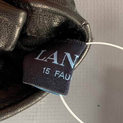 LANVIN Size 8.5 Navy Black Two Tone Leather Gloves