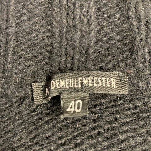 ANN DEMEULEMEESTER Size 8 Black Merino Wool Angora Double Zipper Cardigan