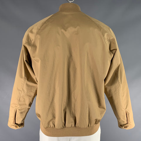 LORO PIANA Size XL Khaki Solid Cotton Buttoned Jacket