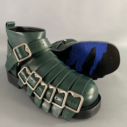 BURBERRY Size 8.5 Green Leather Pull On Boots