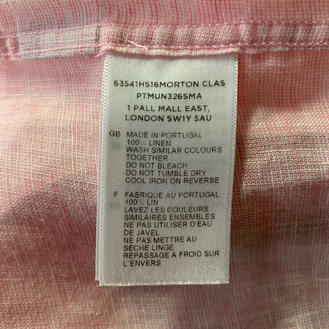 ORLEBAR BROWN Size L Pink Chambray Linen Pointed Collar Long Sleeve Shirt