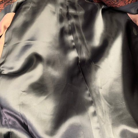 PAUL SMITH Size L Brown Black Tapestry Jacquard Wool Blend Hidden Snaps Coat