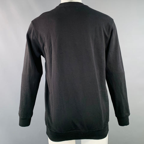 LACOSTE x COMME des GARCONS Size M Black Green Alligator Patch Cotton Crew Neck Sweatshirt