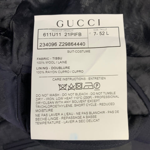 GUCCI Size 42 Long Navy Wool Single Breasted Sport Coat