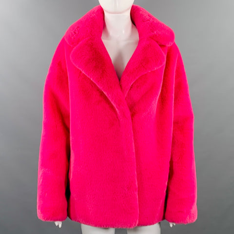 STAND STUDIO Size S Savannah Pink Polyester Oversized Faux Mink Fur Jacket