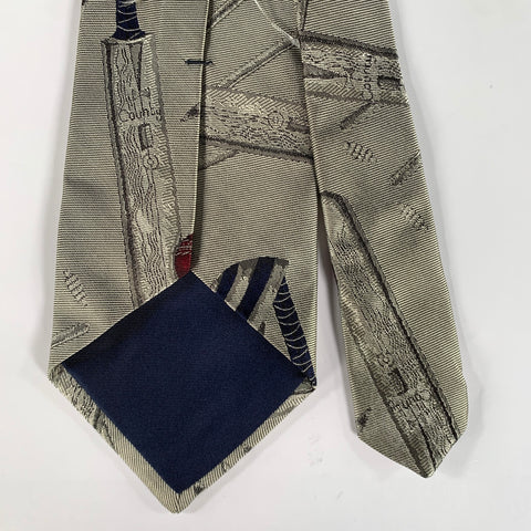 POLO by RALPH LAUREN Silver Red Navy Graphic Silk Tie