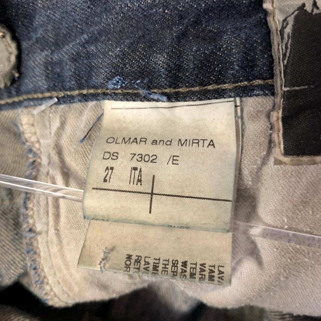 RICK OWENS Size 31 Tan Blue Distressed Cotton Shorts