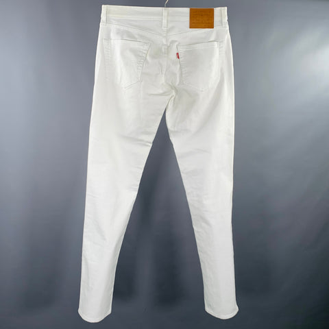LEVI STRAUSS Taille 32 Jean Slim Blanc en Coton Mélangé 5 Poches