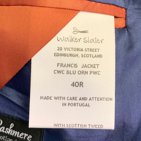 WALKER SLATER Size 40 Regular Blue White Yellow Glenplaid Sport Coat