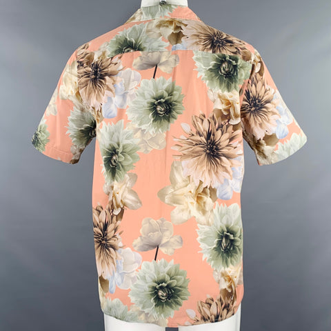 PRESIDENT's Size M Rangi Pink Green Floral Cotton One pocket Short Sleeve Shirt