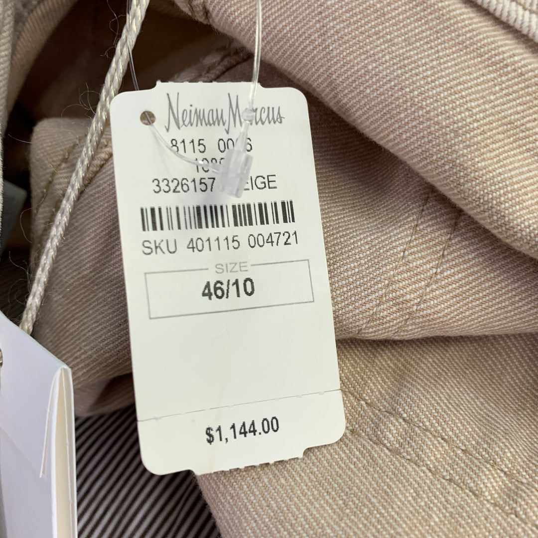 BRUNELLO CUCINELLI Size 10 Beige Cotton Blend Twill Monili Tapered Cuffed Casual Pants