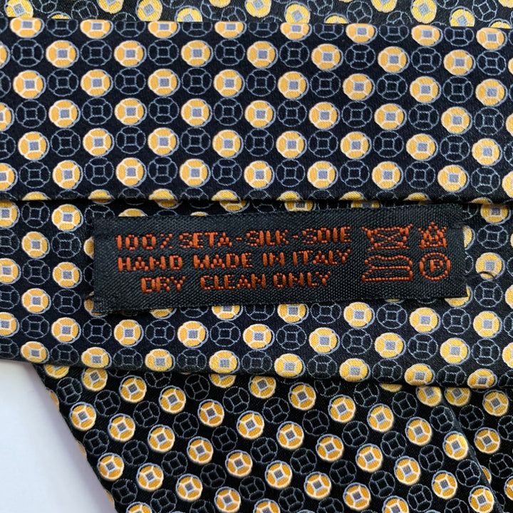 DOLCEPUNTA Black Gold Foulard Dot Silk Tie