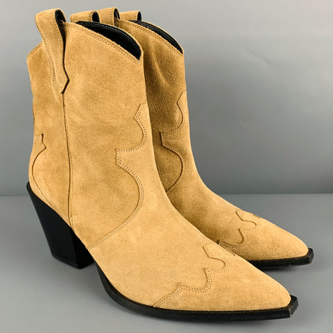 AEYDE Botas occidentales de ante beige talla 10