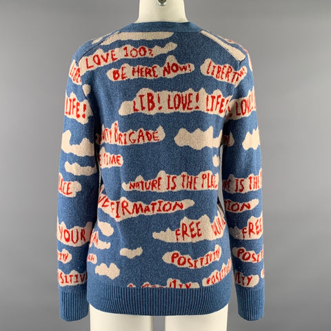 LIBERTINE Size S Light Blue Red Cashmere Cardigan