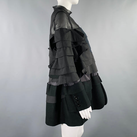 SACAI Size S Black Polyester Blend Long Sleeve Layered Dress