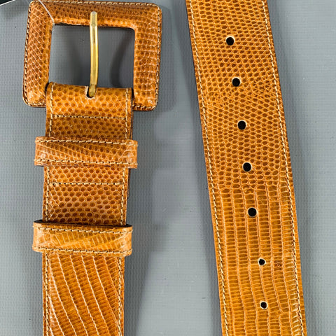 IL RICCIO Brown Snake Embossed Leather Belt