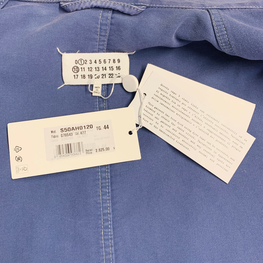 MAISON MARGIELA Size 34 Blue Wash Cotton Wrap Around Belted Trench Coat