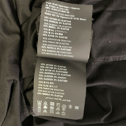 PRADA Size L Black Patch Cotton Crew-Neck T-shirt