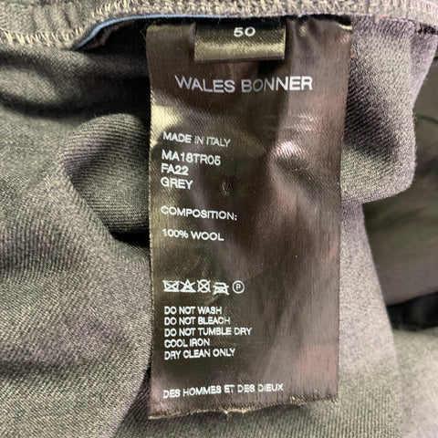 WALES BONNER Size 34 Grey Blue Wool Flat Front Casual Pants