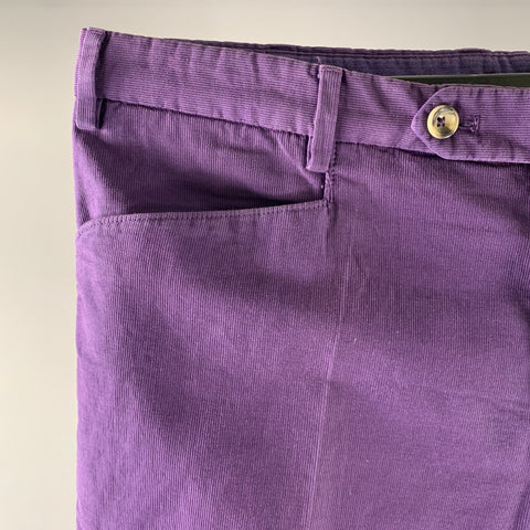 INCOTEX Size 36 Purple Cotton Flat Front Casual Pants