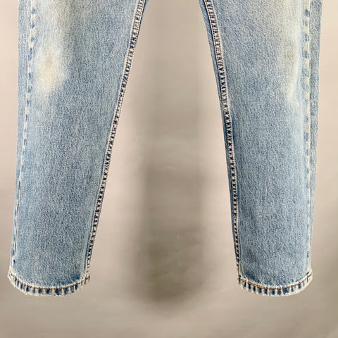 LEVI STRAUSS Size 32 Blue Distressed Cotton Straight Five Pockets Jeans