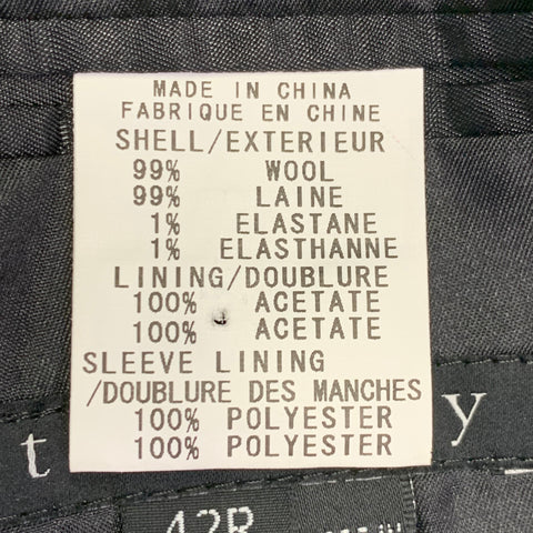 THEORY Size 42 Wellfleet Black Grey Pinstripe Wool Blend Single Breasted Suit