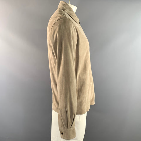 THE ROW Size 42 Beige Suede Zip Up Jacket