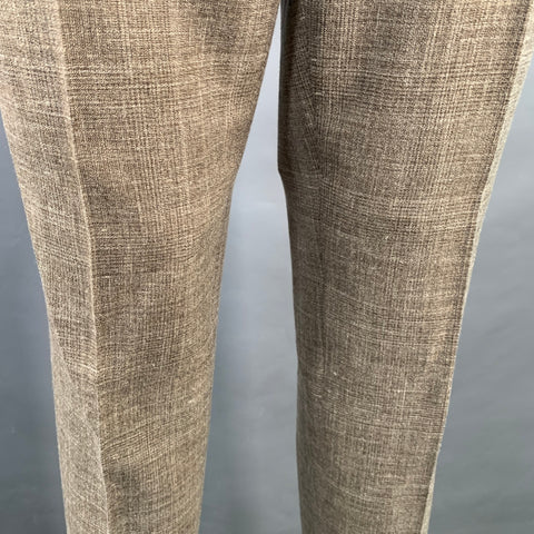 SUITSUPPLY Size 36 Brown Melange Wool Silk Linen Notch Lapel Suit