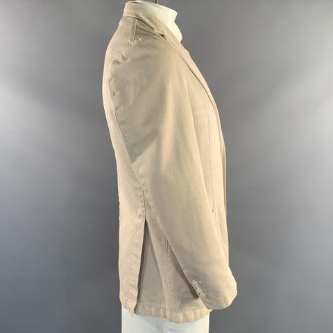 BAGLIOLI Size 42 Tan Cream Cotton Notch Lapel Jacket