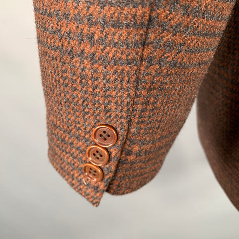 MISSONI Size 38 Brown Black Glenplaid Virgin Wool Oversized Sport Coat