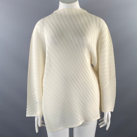 PLEATS PLEASE by ISSEY MIYAKE Size 10 Cream Ivory Polyester Crinkled Dress Top