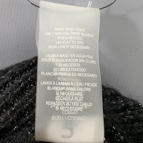 CALVIN KLEIN Black Silver Knit Polyester Blend Scarf Beanie Set