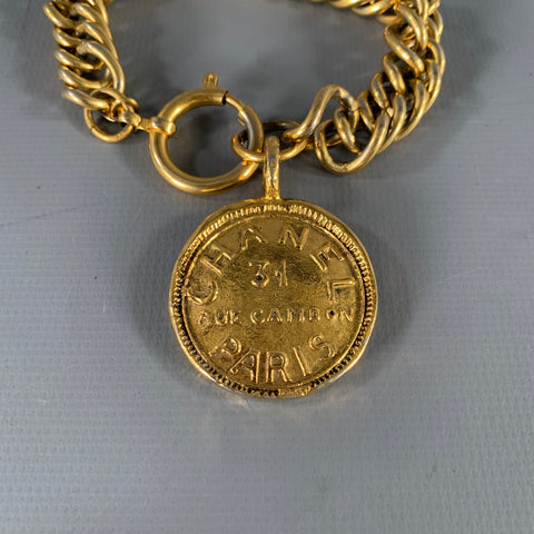 CHANEL Medallion 24k Gold Plated Charm Bracelet