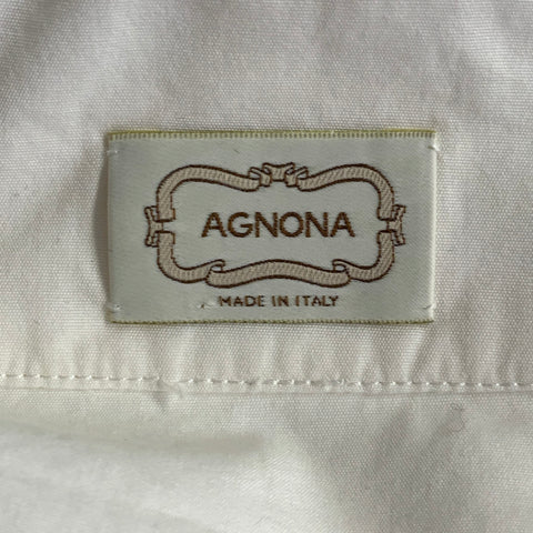 AGNONA Size 14 White Cotton Short Sleeve Casual Top