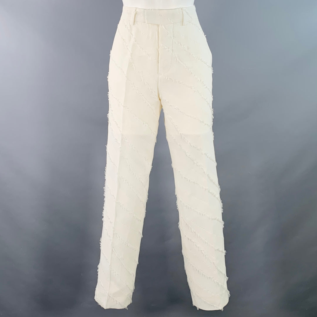 ZADIG & VOLTAIRE Size XS White Viscose Cotton Textured Tapered Zip Fly Dress Pants