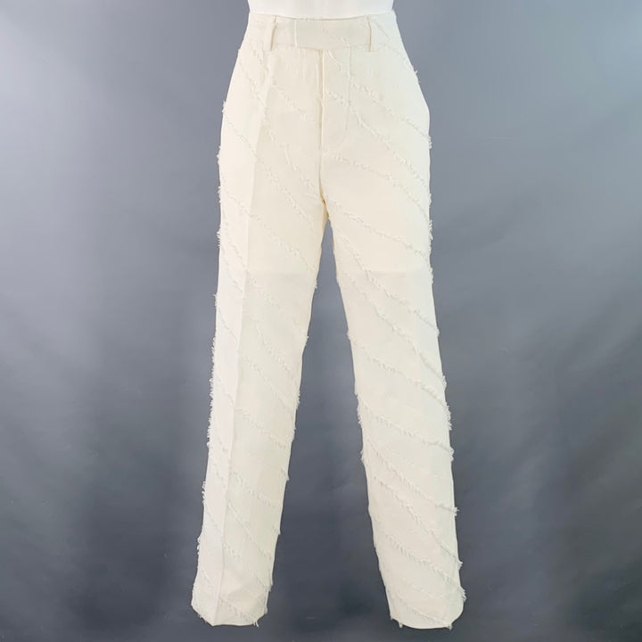 ZADIG & VOLTAIRE Size XS White Viscose Cotton Textured Tapered Zip Fly Dress Pants