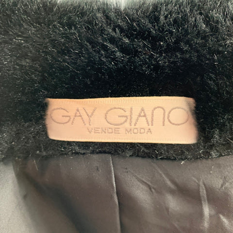 GAY GIANO Taille 36 Manteau à revers cranté en mélange de laine unie noire