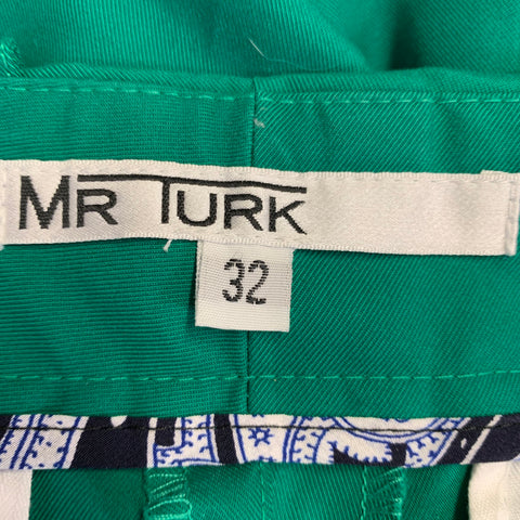 MR TURK Size 32 Green Cotton Blend Moleskin Twill Tapered Casual Pants