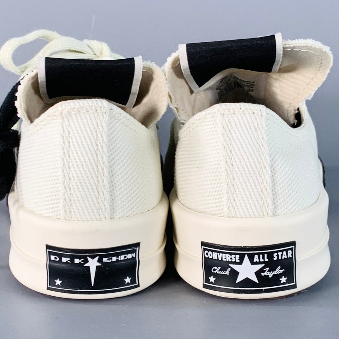DRKSHDW Size 8 TURBODRK Ivory White Canvas Square Toe Lace-Up Sneakers